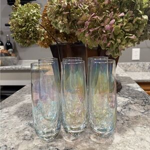 Set of Iridescent Glass Flutes